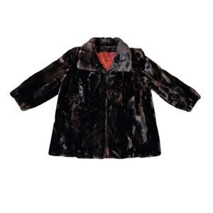 VINTAGE Tissavel of France Faux Fur Coat Mink Shinny Brown Color